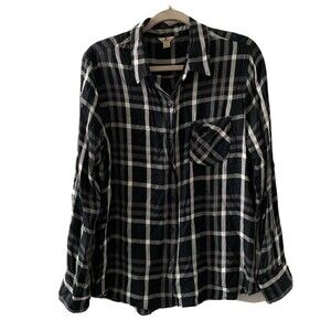 Woolrich Womens Size XL Multicolor Plaid Button Up Long Sleeve Rayon Blouse